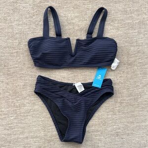 Cupshe Dark Blue Textured Bikini